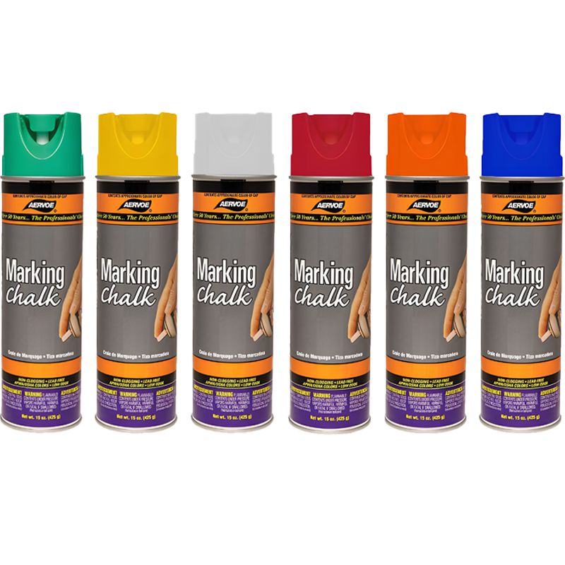 Aervoe Marking Chalk Blue #214
White #215
Red #216
Orange #217
Yellow #218
Green #219