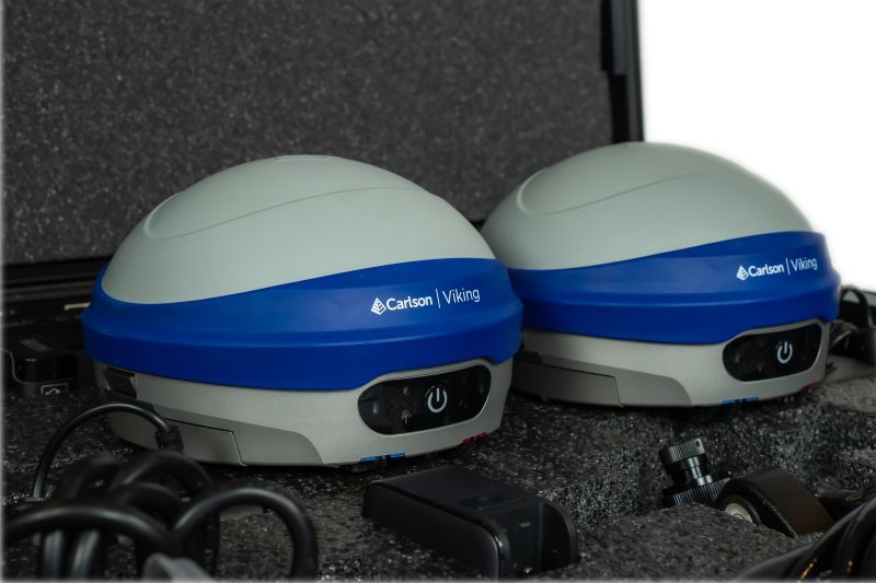 Carlson Viking GNSS Receiver In Case 2 Heads Right Side