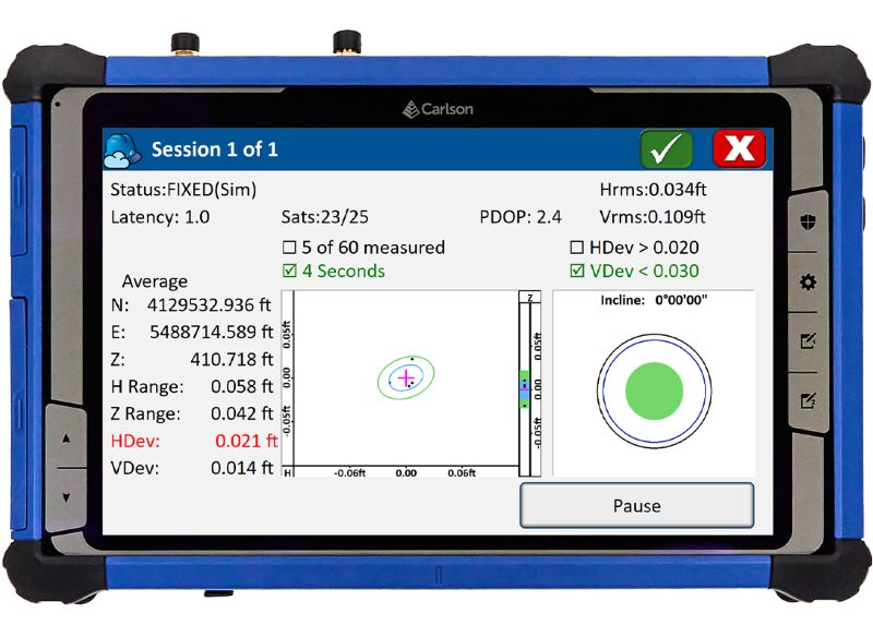 Carlson RT5+ Data Collector Averaging
