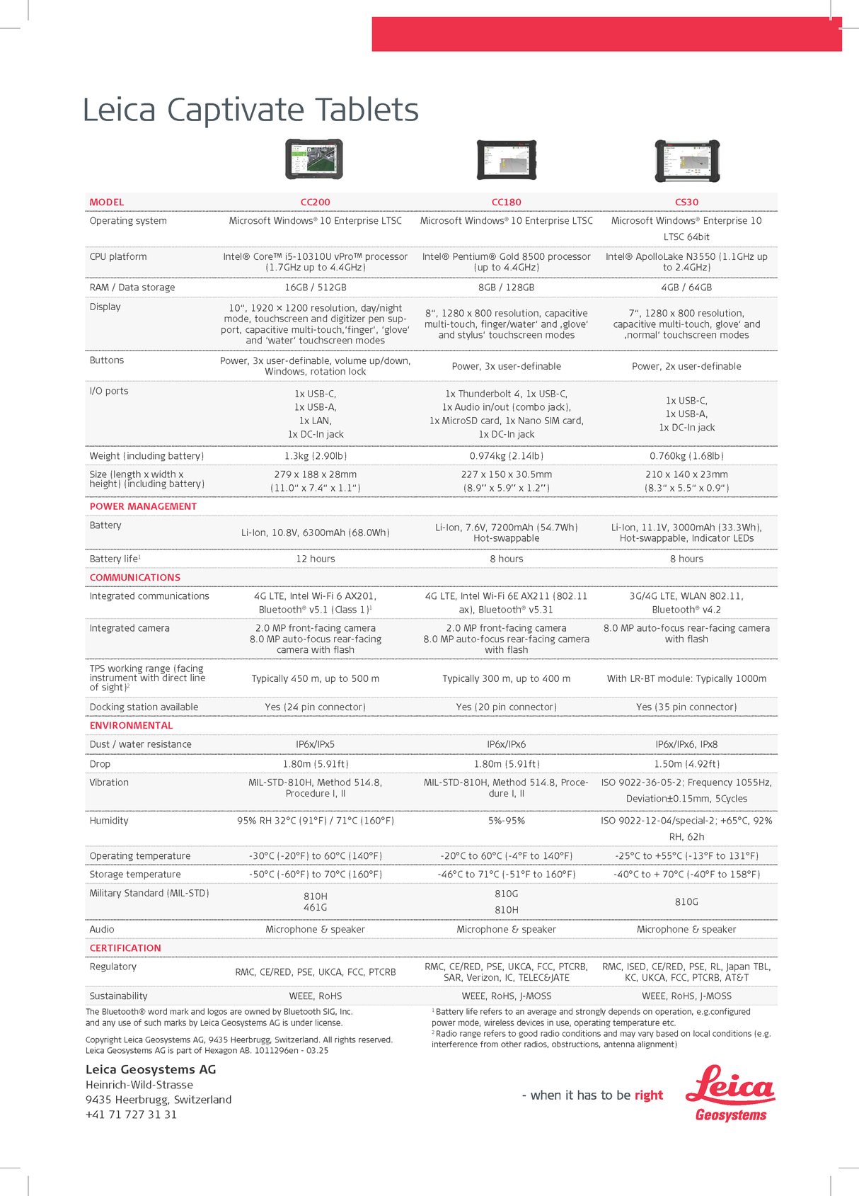 Leica Geosystems CS30 Field Controller Data Sheet
