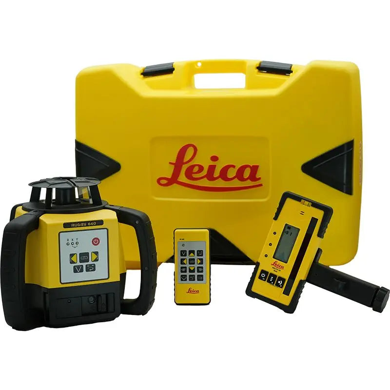 Leica Rugby 640 Rotary Laser Level with Rod Eye 140 Receiver