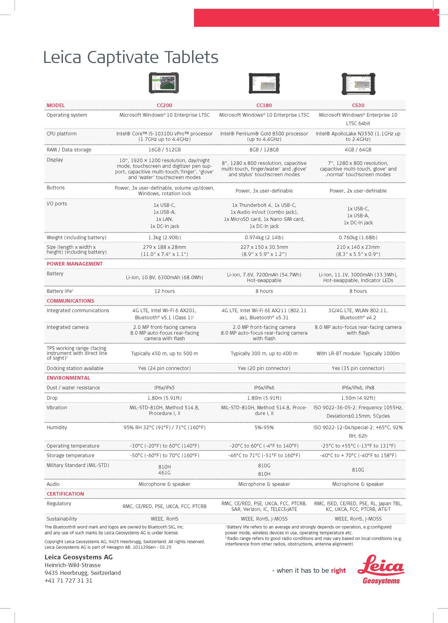 Leica Geosystems CS30 Field Controller Data Sheet