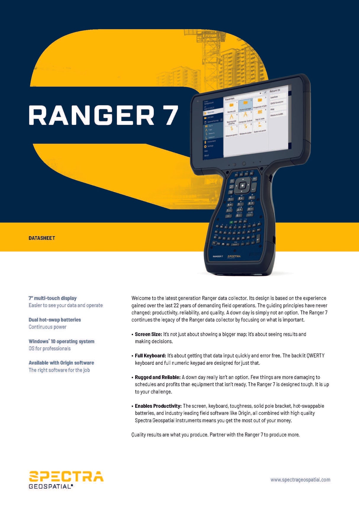 Spectra Geospatial Ranger 7 Data Collector Spectra Geospatial Absolute Accuracy Inc