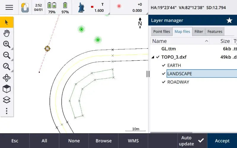Spectra Geospatial Origin Survey Software layer manager