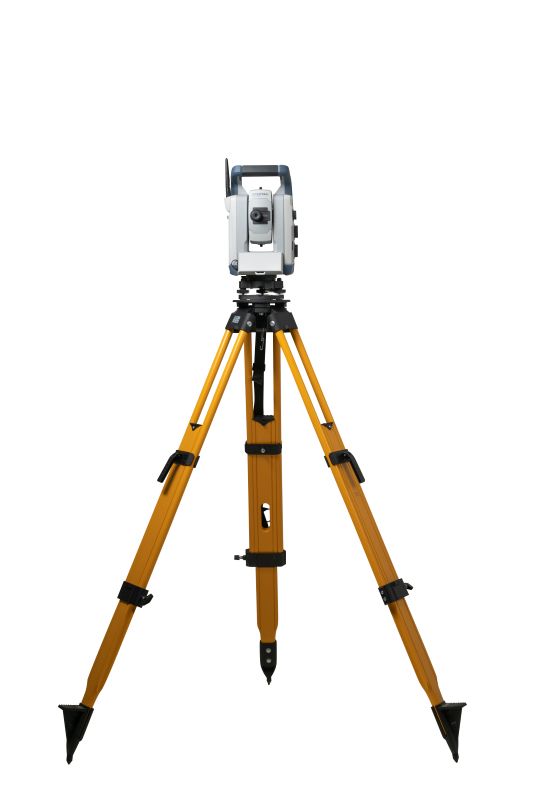 Spectra Geospatial FOCUS 50 Robotic Total Station on Tripod Back Sight View