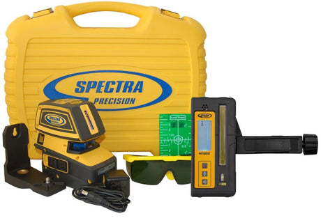 Spectra Precision LT52G Green Beam Point and Crossline Laser Level Receiver Kit