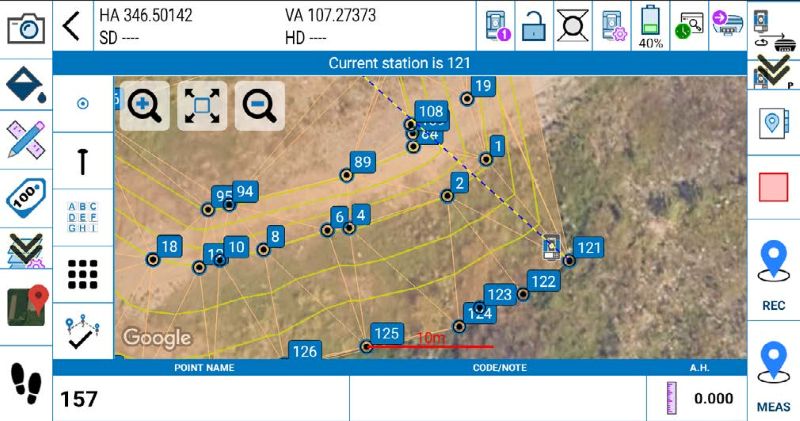 Stonex Cube-a v7 Field Software 40-450 Survey Points Hoizontal