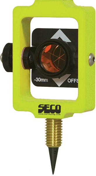 SECO 25 mm Stakeout Prism Assembly / 0 and -30 mm Offset – Flo Yellow