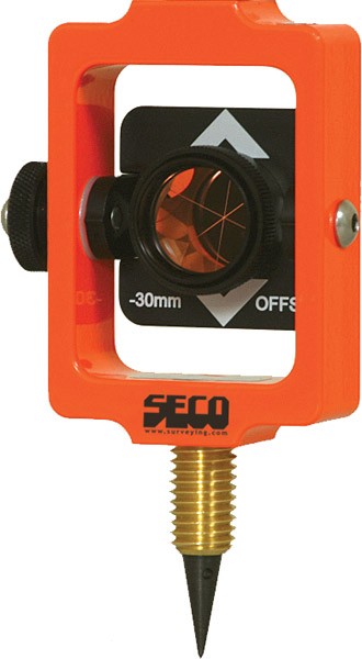 SECO 25 mm Stakeout Prism Assembly / 0 and -30 mm Offset – Flo Orange SECO Absolute Accuracy Inc