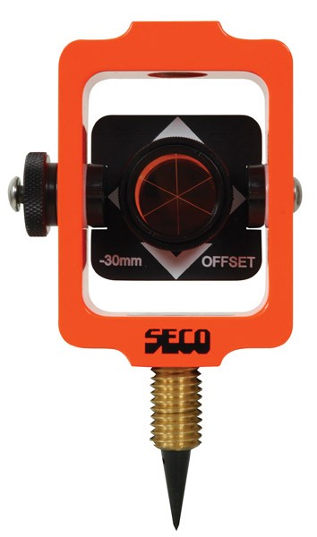 SECO 25 mm Stakeout Prism Assembly / 0 and -30 mm Offset – Flo Orange