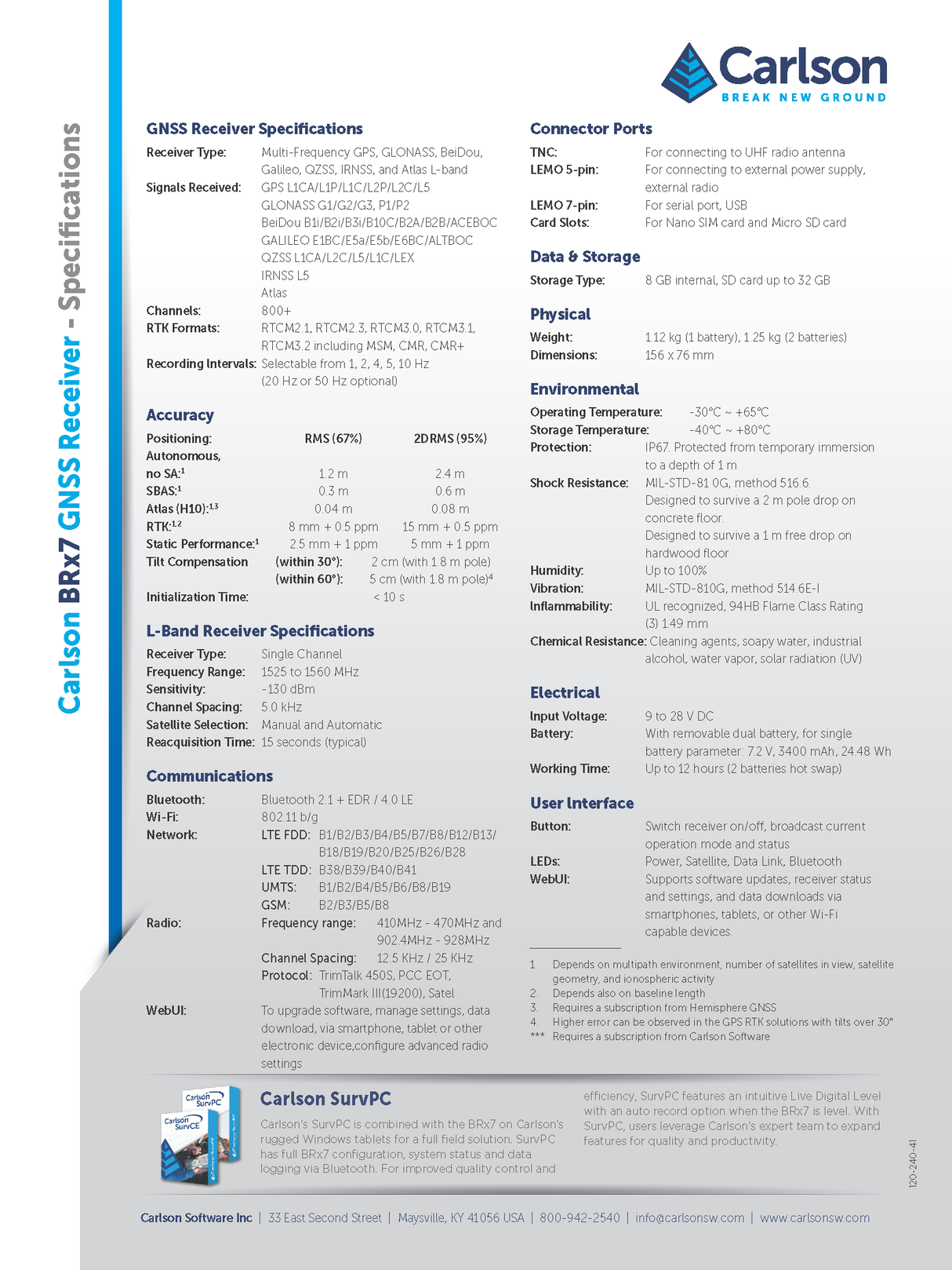 Carlson BRx7 GNSS Receiver  Data Sheet