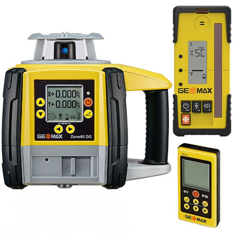 GeoMax Zone60 DG Fully Automatic Grade Laser Level 6012187 With ZRD105B Digital Receiver With Beam Catcher 855671 and ZRC60 Remote 835245