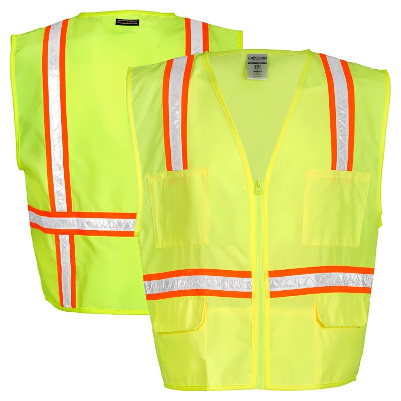 Kishigo 1092 Multi-Pocket Surveyors Vest 6 Pockets, Flo Yellow