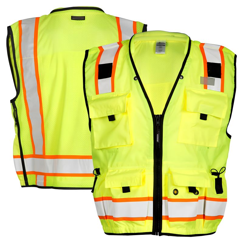 Kishigo S5000, S5001 Professional Surveyors Vest, Class 2 Lime