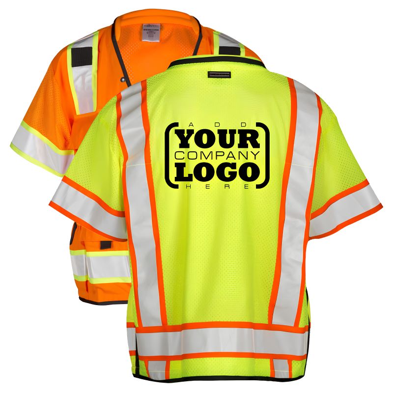 Kishigo S5010, 5011 Professional Surveyors Vest, Orange, Lime Logo