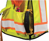 Kishigo S5010, 5011 Professional Surveyors Vest, Orange, Lime Tool Pocket