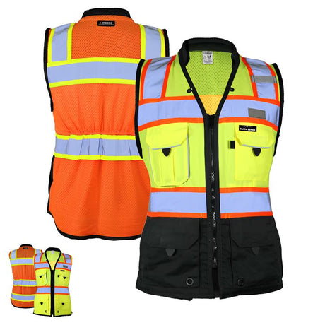 Kishigo S5021, S5022 Womans Heavy Duty Surveying Vest, Orange and Lime