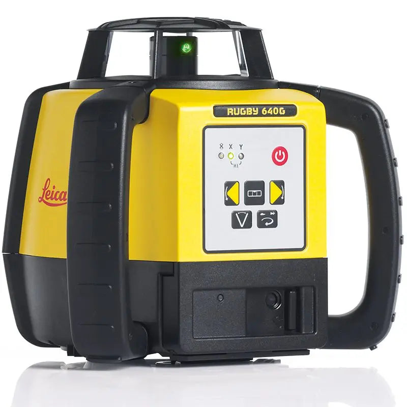 Leica Rugby 640G Green Rotary Level Front Left