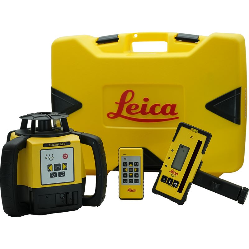 Leica 640 Rotary Laser Level with Rod Eye 120 and RC400 Remote 6011483