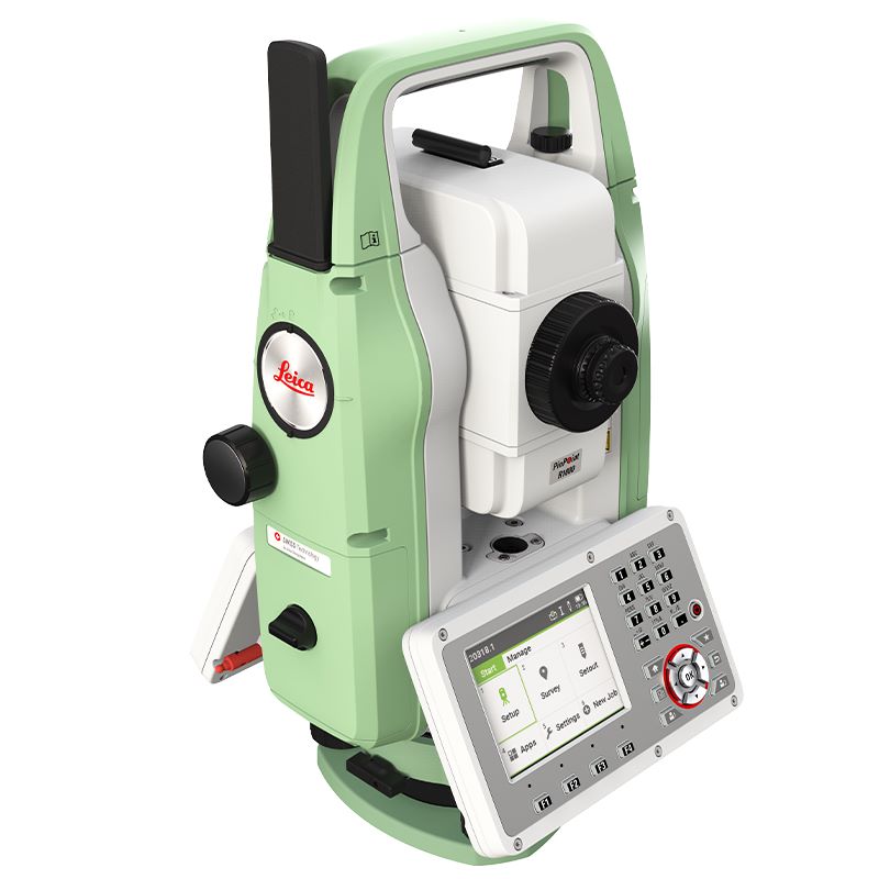 Leica FlexLine TS07 Manual Total Station 1-7 Seconds 868851 Back Left Tilt