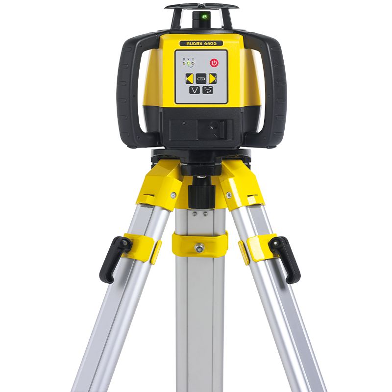 Leica Rugby 640G Green Rotary Level on Tripod