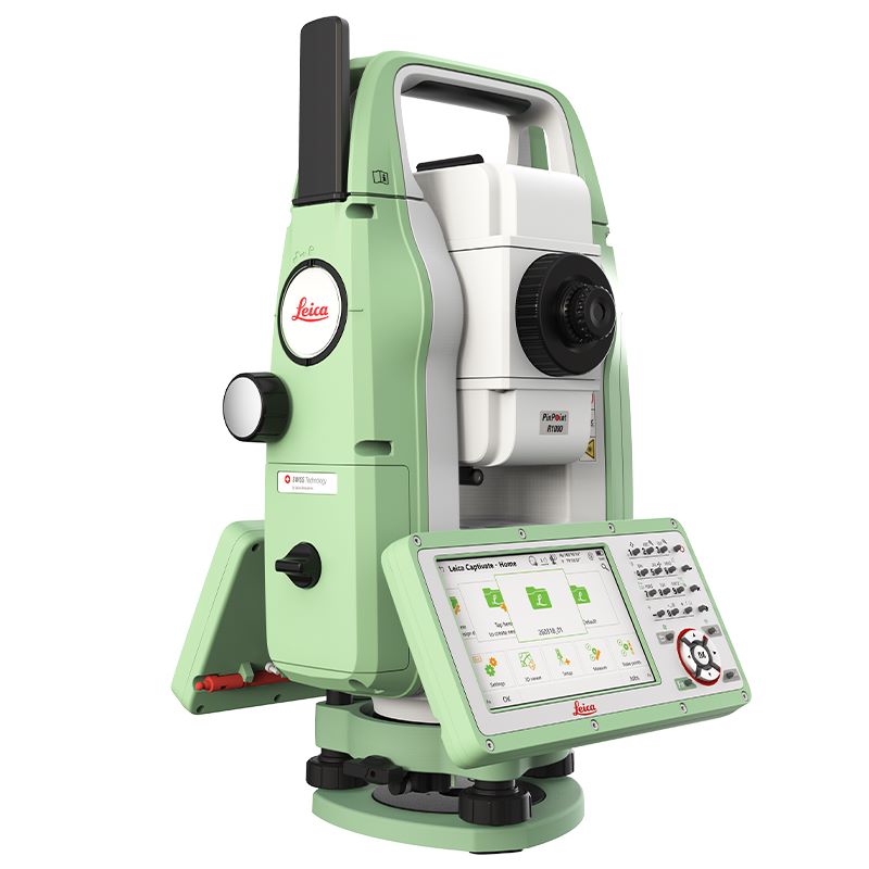 Leica TS10 FlexLine Manual Total Station R500 1, 2, 3, and 5 Second Accuracy 868825 Back Left