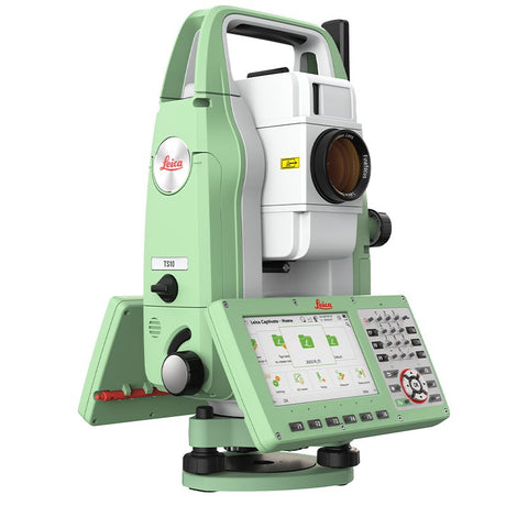 Leica TS10 FlexLine Manual Total Station R500 1, 2, 3, and 5 Second Accuracy 868825 Front Left