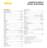 Nikon N and K Series Total Station Data Sheet