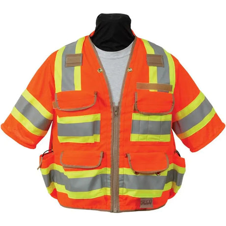 SECO 8365 ANSI ISEA Class 3 Safety Utility Vest, Flo Orange