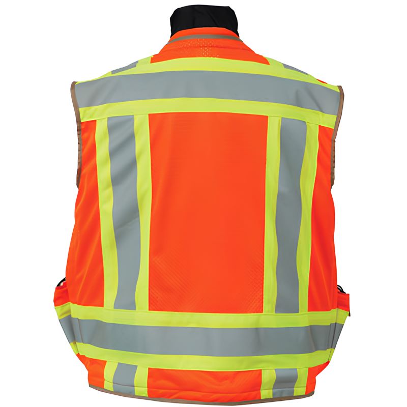 SECO 8265 Safety Utility Vest, Class 2, Flo Orange, Surveyors Vest Back