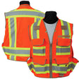 SECO 8265 Safety Utility Vest, Class 2, Flo Orange, Surveyors Vest Front and Back