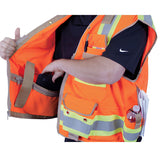 SECO 8265 Safety Utility Vest, Class 2, Flo Orange, Surveyors Vest Inner Pocket Left