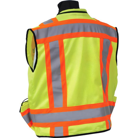 SECO 8265 Safety Utility Vest, Class 2, Flo Yellow, Surveyors Vest Back