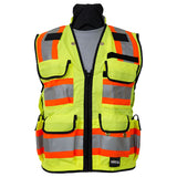 SECO 8265 Safety Utility Vest, Class 2, Flo Yellow, Surveyors Vest Front