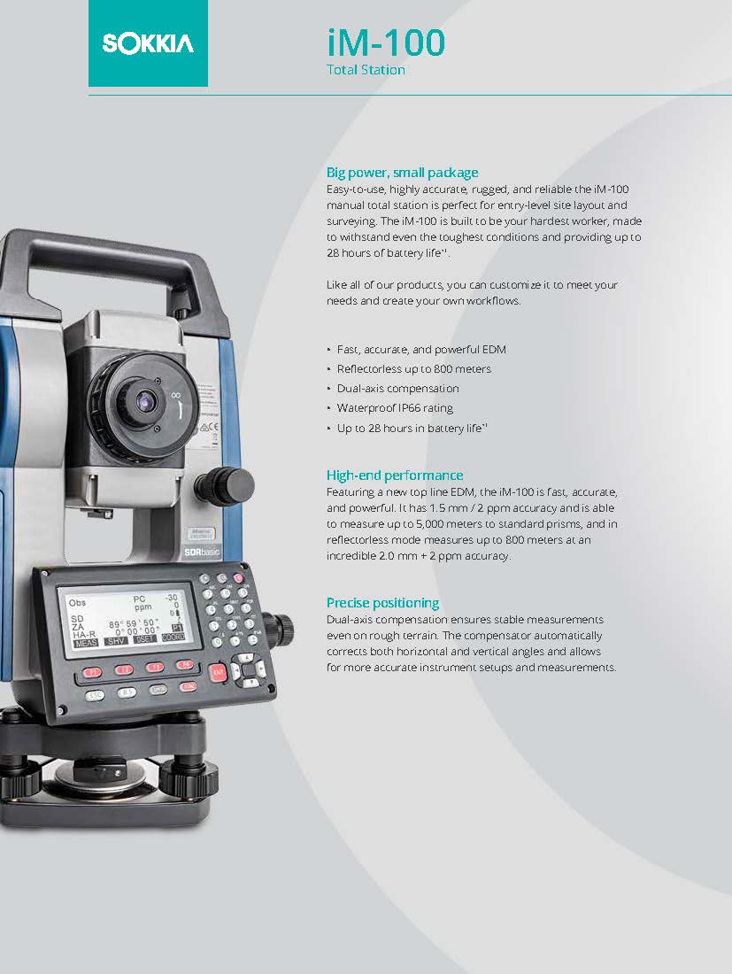 Sokkia iM-100 Series Manual Total Station 1"-5"