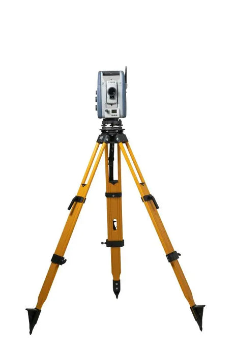 Spectra Geospatial FOCUS 50 Robotic Total Station on Tripod Front Lens View