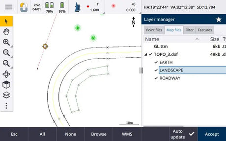 Spectra Geospatial Origin Survey Software layer manager