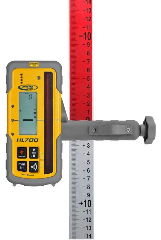 Spectra Precision HL700 Laser Receiver with C70 Rod Clamp & Vial On Rod Metric