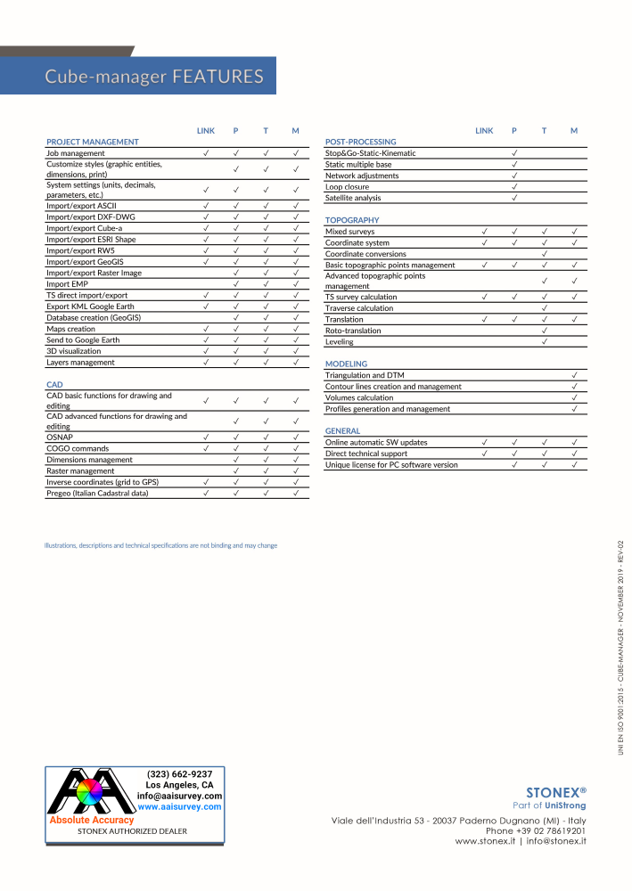 Stonex Cube-manager Office Software 40-4505XX Data Sheet