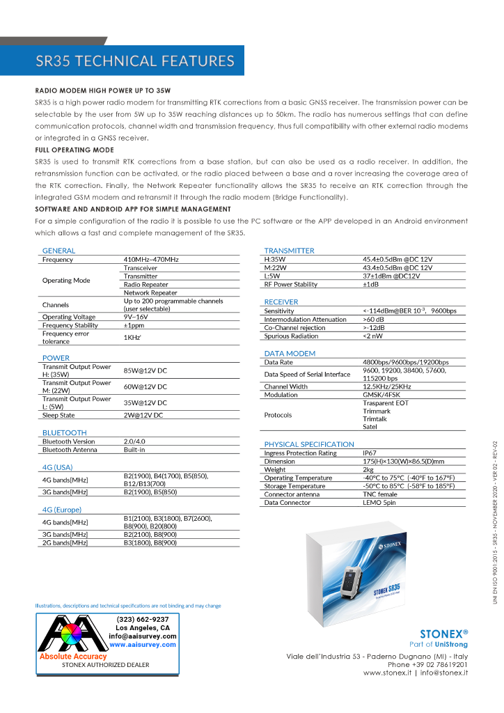 Radiomódem UHF Stonex SR35