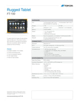 Topcon 1060813-01 FT-100 Rugged Tablet Field Controller Data Collector Data Sheet