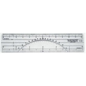  6" Protractor Ruler 10 and 20 Parts To The Inch